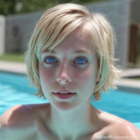 Petite Blonde In The Pool Stable Diffusion Online