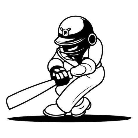 Joueur De Cricket Avec Une Batte Et Une Balle Illustration Vectorielle