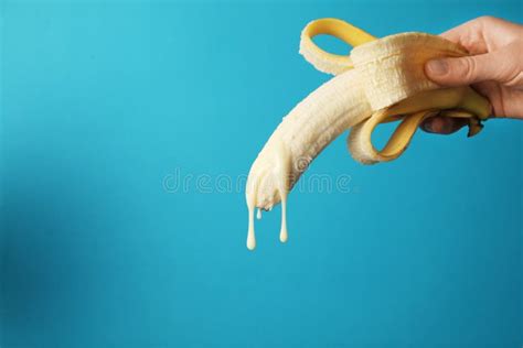 Big Banana And Drops Of Condensed Milk Concept Of Sex Man Stock Image Image Of Love Semen