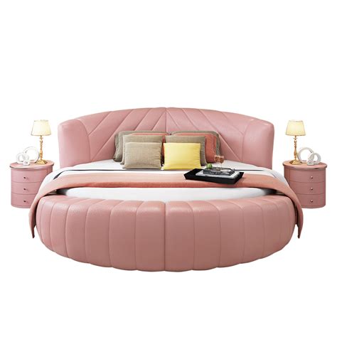 Купить кожаная кровать Круглая кровать двойной кожа кровать европейский ...