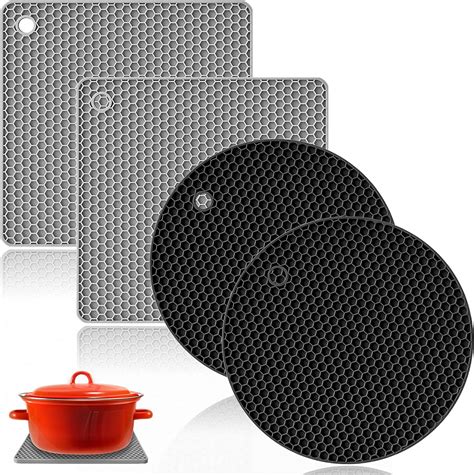 Felibay Silicone Trivet Flexible Pot Mats Non Slip Potholder Heat Resistant Kitchen Trivet Hot