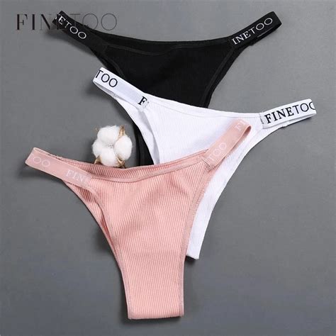 Finetoo Tangas De Algod N Con Letras Para Mujer Ropa Interior Sexy M Xl Bikini Nuevo