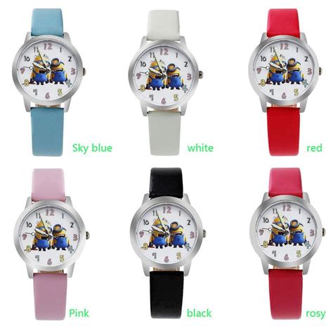 ot New children leather strap Cartoon watch Despicable Me Minions style ...