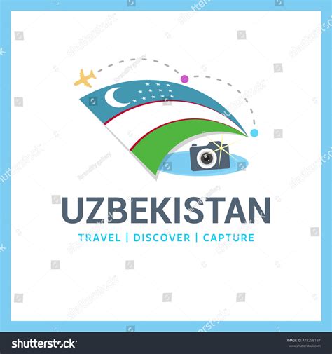 Uzbekistan Travel Discover Capture Logo Vector Stock Vector (Royalty