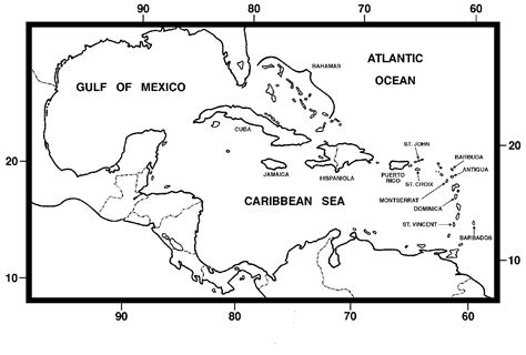 Printable Map Of The Caribbean Printable Word Calendar