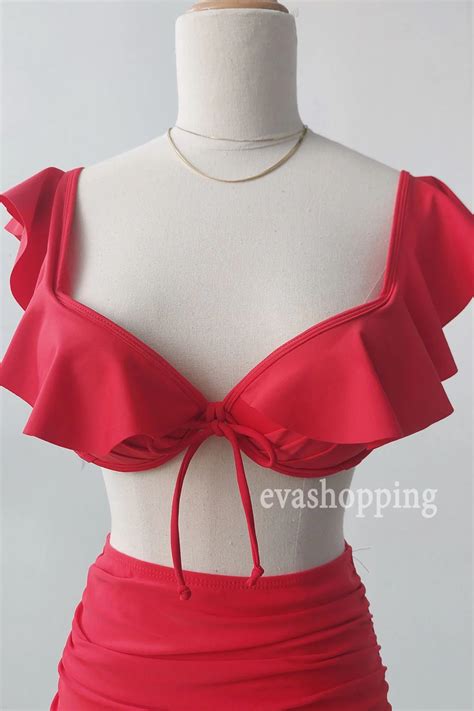 Bikini hai mảnh cánh tiên quần cạp cao