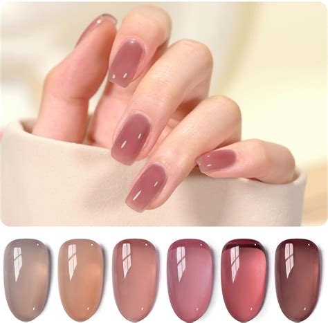 Amazon GAOY Jelly Pink Nude Gel Nail Polish Set Transparent Colors Sheer Red Brown Soak