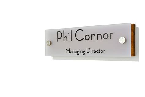 Office Door Name Plate Frost Acrylic With Solid Wood African