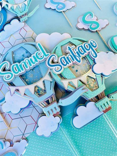 Up Up And Away Cake Topper Personalized Hot Air Balloon Cake Topper Hot Air Balloon And Cloud