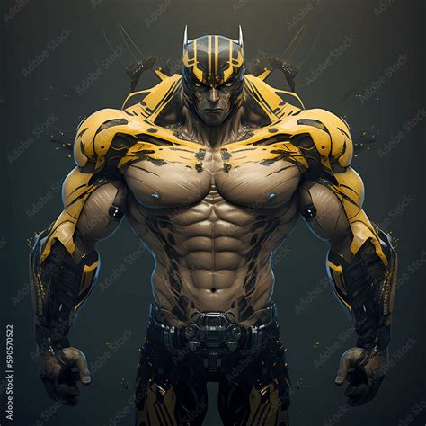 Fantasy Warrior Robot Bee Bodybuilder Cyberspace Cyberpunk Stock