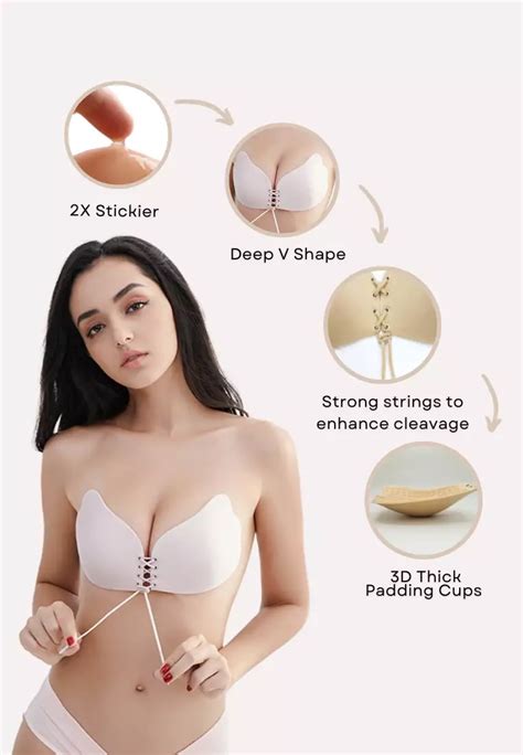 Buy Kiss Tell Pack Amara Butterfly Push Up Nubra In Nude Seamless Invisible Reusable