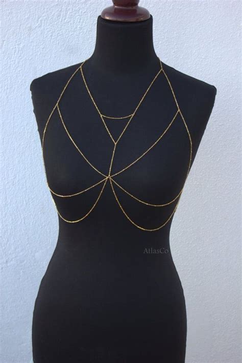 Gold Bra Chain Festival Bra Rave Outfit Chain Bralette Etsy 1000