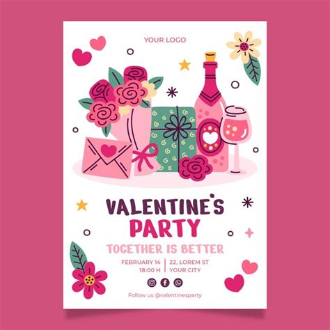 Free Vector Valentines Day Celebration Invitation Template