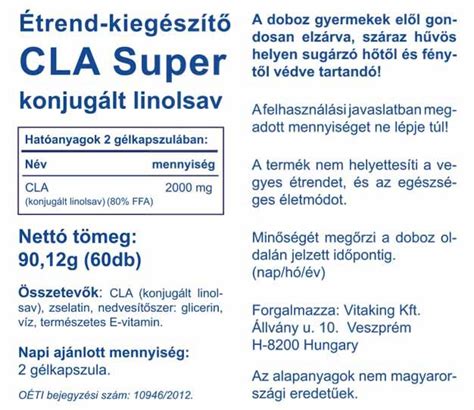 Vitaking CLA Super gélkapszula 60db BioBolt eu webáruház