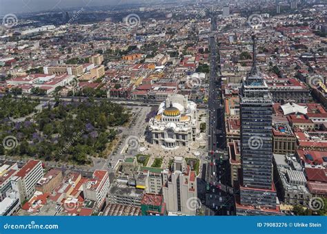 Aerial View Of Mexico City With Alameda Bellas Artes And Torre