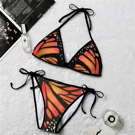 Butterfly Print Triangle Halter Two Piece Set Bikini Sold By Canada Shari Jonalyn SKU
