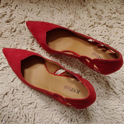 3 inch Red suede heels from Just Fab - Depop