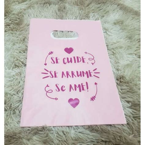 25un Sacolas Frase Personalizada 16x20cm Frase Se Cuide Se Arrume