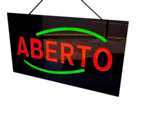 Placa Letreiro Led Escrito Aberto Em Acrilico Efeito Neon Bivolt Na Ledlon