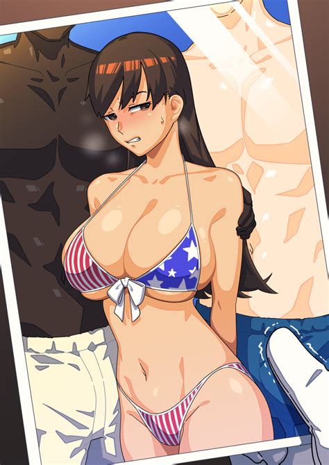 1girl American Flag American Flag Bikini American Flag Print Bikini Breasts Dark Skinned