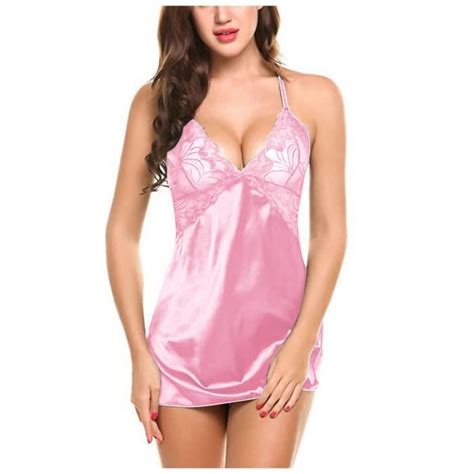 Lingerie érotique sexy Pyjama en maille à la maison Ensemble de chemise de nuit à bandoulière