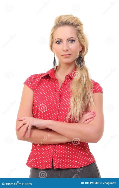 Blonde Lindo En Un Fondo Blanco Foto De Archivo Imagen De Hembra Lifestyle