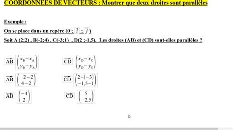 Seconde Cours Coordonnées De Vecteurs 3 Droites Parallèles Youtube