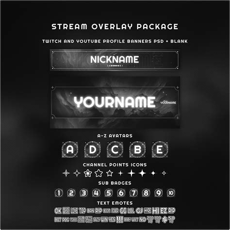 Black And White Celestial Twitch Stream Overlays Free Behance