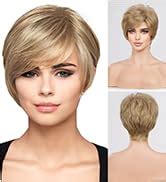 Amazon HAIRCUBE Human Hair Like Texture Blonde Mixed Off White Short Pixie Cut Wigs For