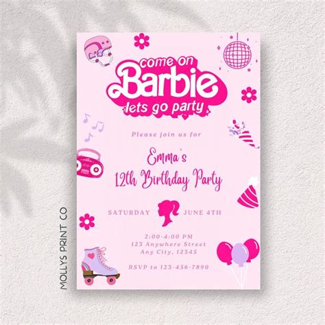Pin By Meagan Tanner On Birthday Party Ideas Barbie Invitations
