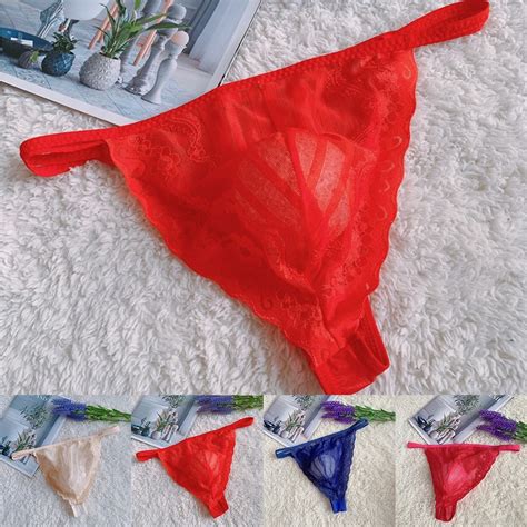 COLORHM Men Sexy Lingerie Lace T Back Thong G String Pouch Underwear Jockstrap Briefs Shopee