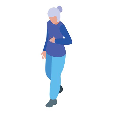 Elderly woman experiencing stomach pain while walking 49056564 Vector