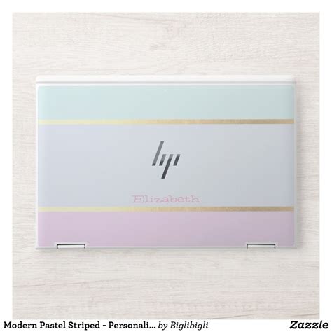 Modern Pastel Striped Personalized HP Laptop Skin Zazzle Custom