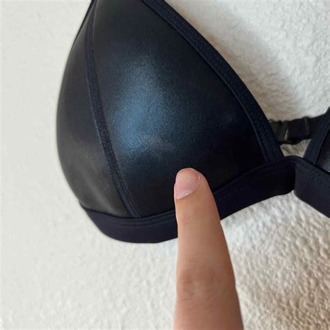 Triangl Black Faux Leather Neoprene Triangle Bikini Top Small EBay