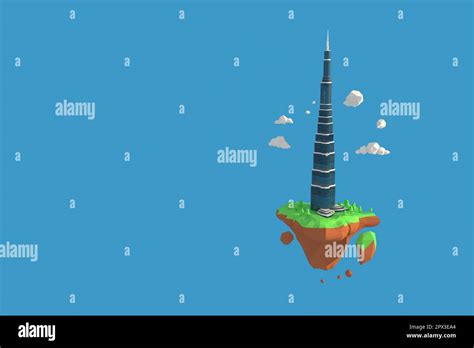 3d Illustrator Burj Khalifa In Dubai 3d Rendering Low Polygon Geometry