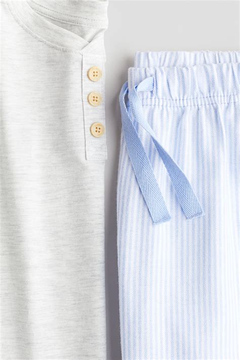 Пижама от памук - Светлосин/Райета - ДЕЦА | H&M BG