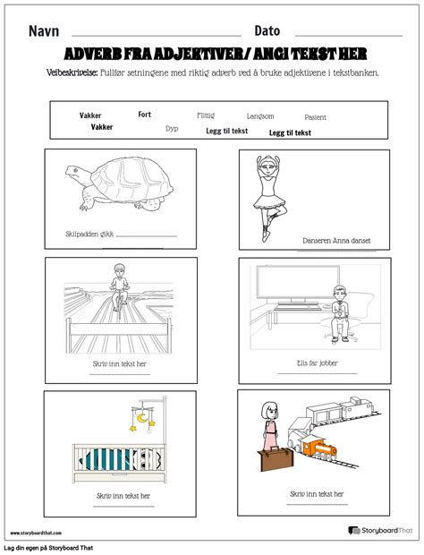 Adverb Regneark For Barn Storyboard By No Examples