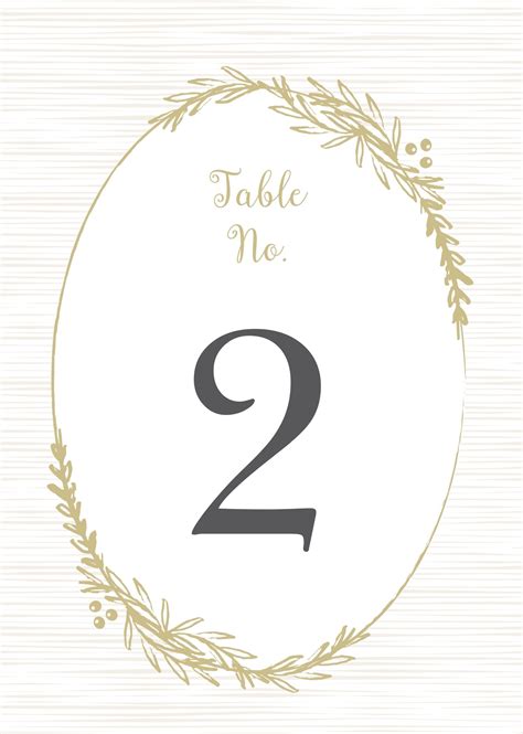 Printable Table Number Design
