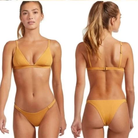 Vitamin A Swim Vitamin A Moss Triangle Bikini Top Carmen Cheeky High Leg Bottom Marigold