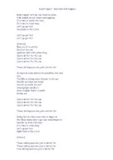 Red Hot Chilli Peppers Road Trippin ESL Worksheet By Cecaz