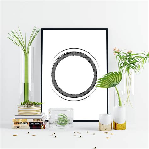 Large Black and White Abstract Circle Printable Poster - Etsy