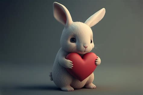 Premium Photo Cute Cartoon Bunny Rabbit Holding Heart Illustration