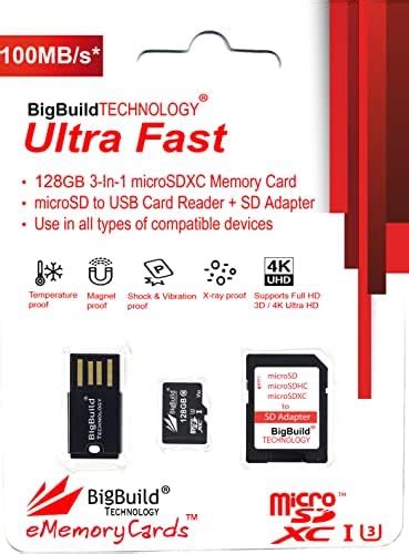 BigBuild Technology 128 Go U3 100 Mo S Ultra Rapide MicroSD Carte