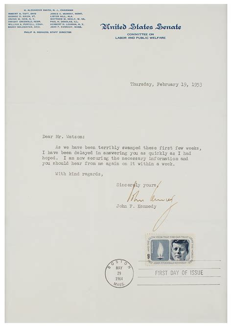 John F Kennedy Typed Letter Signed Rr Auction