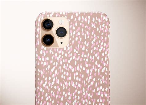Pink And White Spots On Nude IPhone Case Minimalist Aesthetic Phone Case Classy Cream