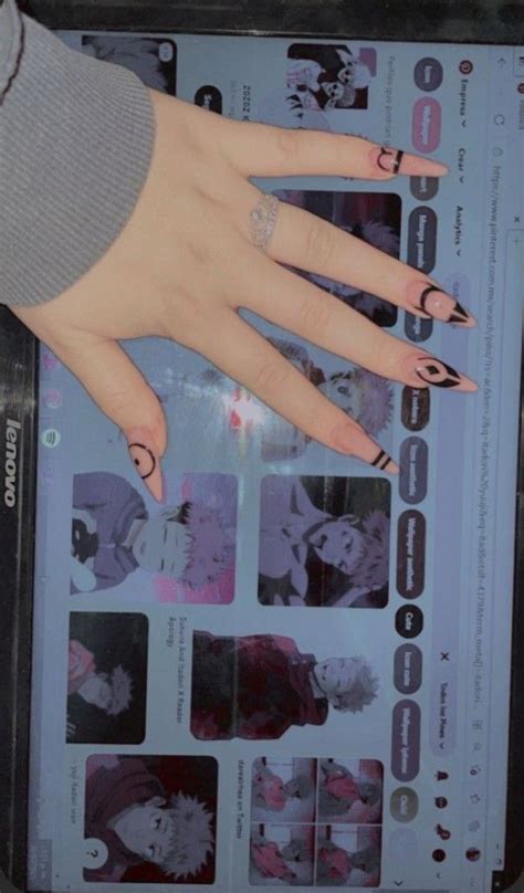 Sukuna Jujutsu Kaisen Nails Gel Nails Grunge Nails Acrylic Nails