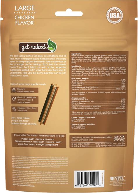 Get Naked Dental Sticks Golosinas Para Perros Con Sabor A Pollo Sin