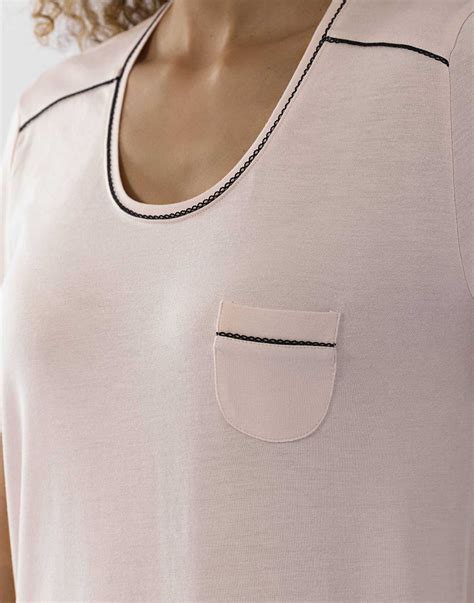 Chemise De Nuit Manches Courtes En Coton Modal Les Intemporelles A Bois De Rose Lingerie Le Chat