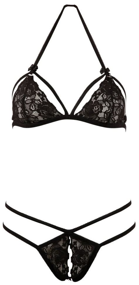 Completo Intimo Aperto Pezzi In Pizzo Nero Milena Lingerie