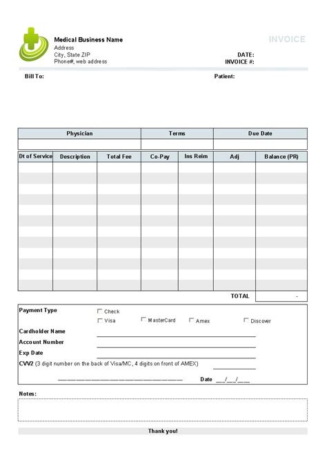 Medical Invoice Template Free Download